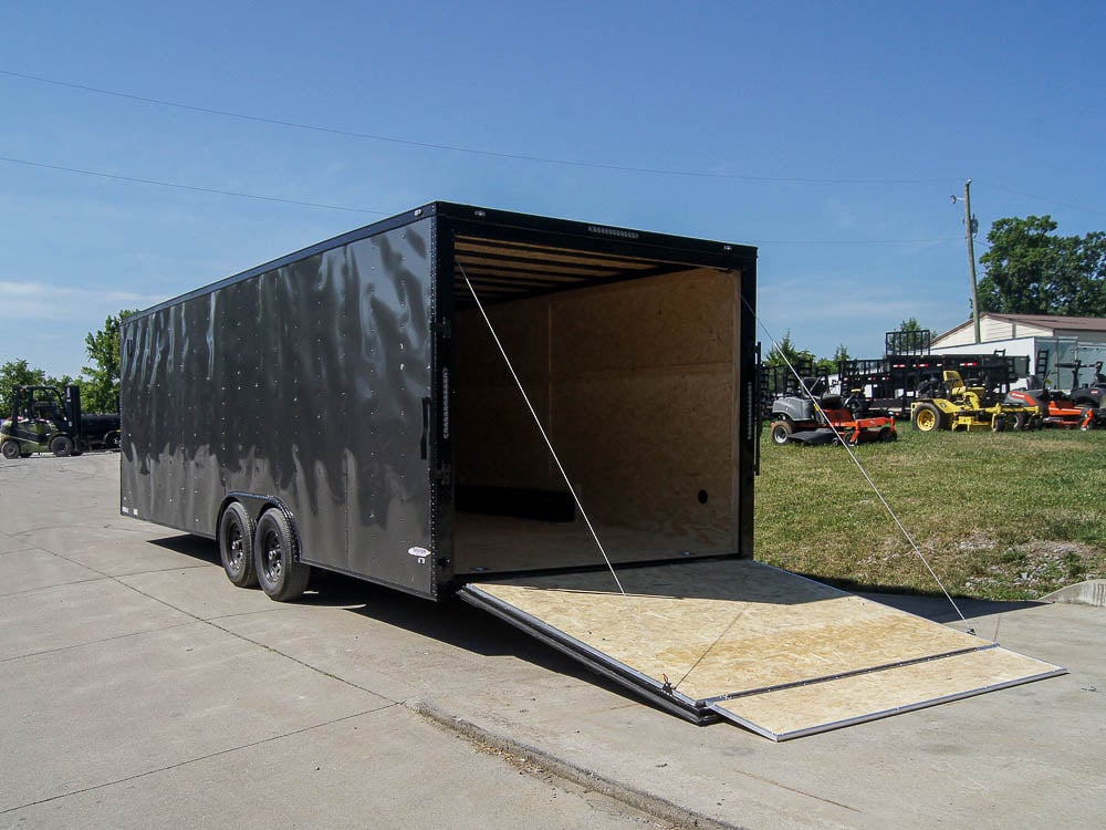 8.5x24 Charcoal Grey V-Nose Enclosed Trailer with Blackout Package