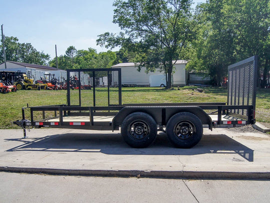 7x14 Straight Deck Utility Trailer with Side Gate (2) 3500lb Axles