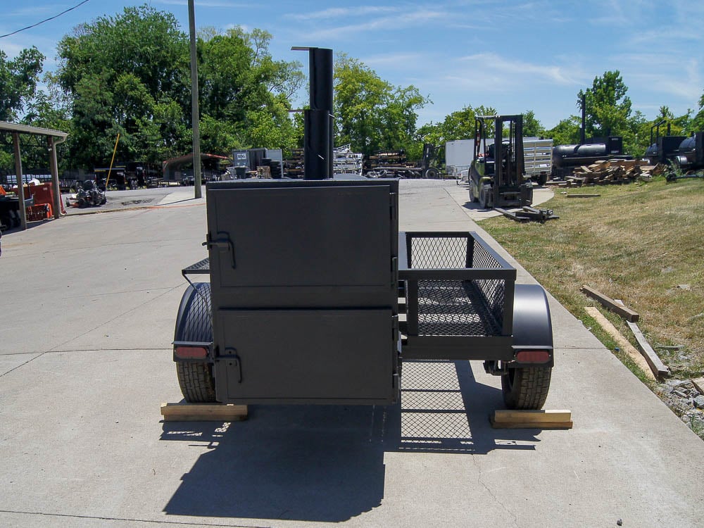 Pull Behind BBQ Smoker 250 Gallon with 3500lb Axle 2 Rack 2 Stack