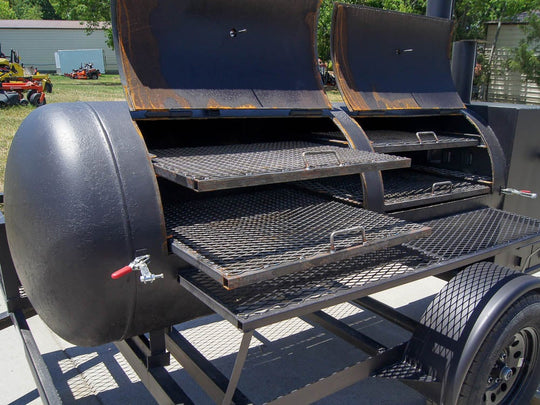 Pull Behind BBQ Smoker 250 Gallon with 3500lb Axle 2 Rack 2 Stack