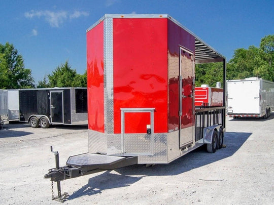 Red Enclosed Utility Hybrid Trailer 7'x20' - Lawn Mower Equipment Hauler - SLE Equipment - 2