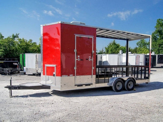 Red Enclosed Utility Hybrid Trailer 7'x20' - Lawn Mower Equipment Hauler - SLE Equipment - 6