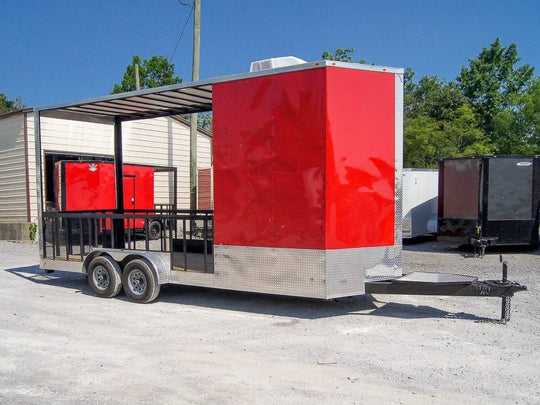 Red Enclosed Utility Hybrid Trailer 7'x20' - Lawn Mower Equipment Hauler - SLE Equipment - 5