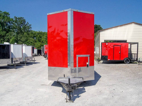 Red Enclosed Utility Hybrid Trailer 7'x20' - Lawn Mower Equipment Hauler - SLE Equipment - 3