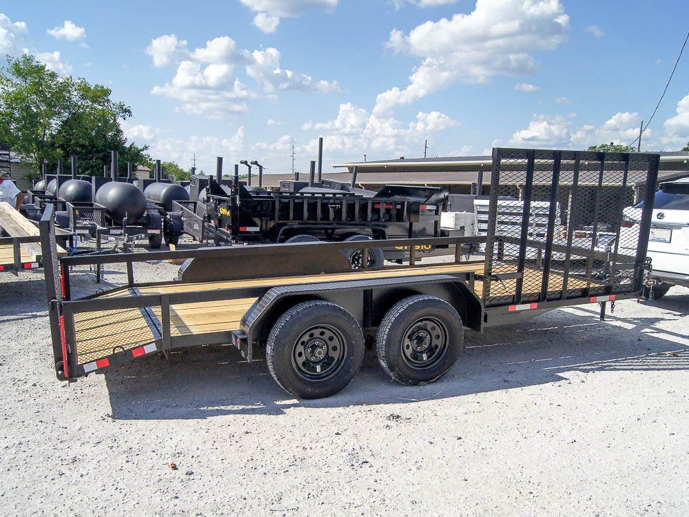 7x16 Dovetail Utility Trailer with Side Gate (2) 3500lb Axle