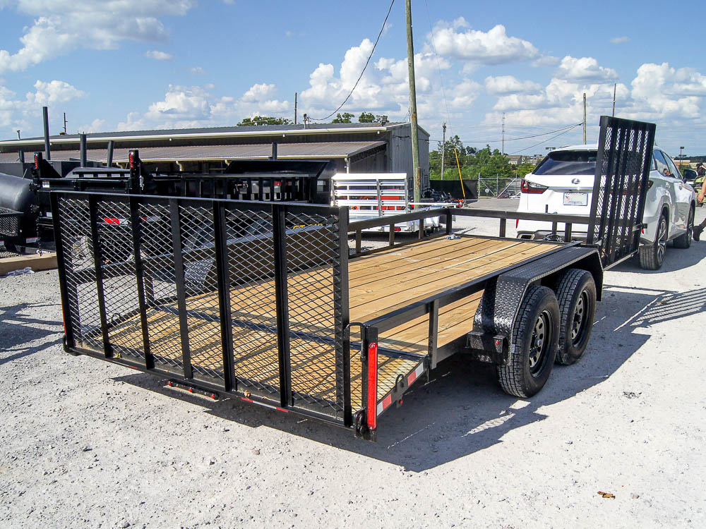 7x16 Dovetail Utility Trailer with Side Gate (2) 3500lb Axle