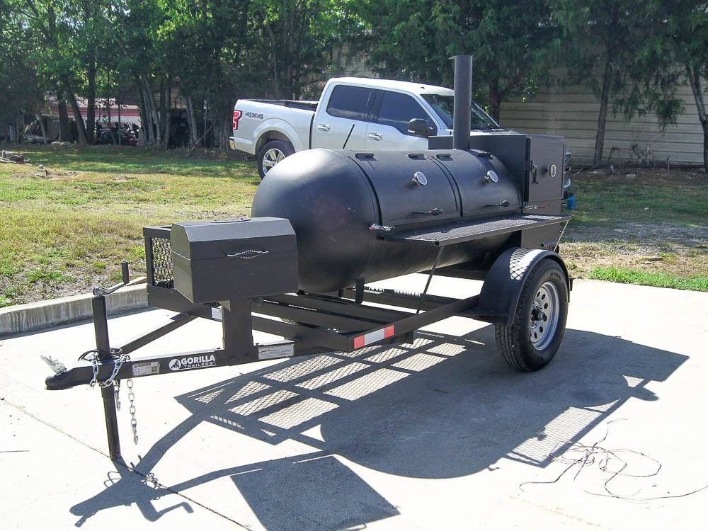 Pull Behind BBQ Smoker 250 Gallon with Square Charcoal Grill 3500lb Axle