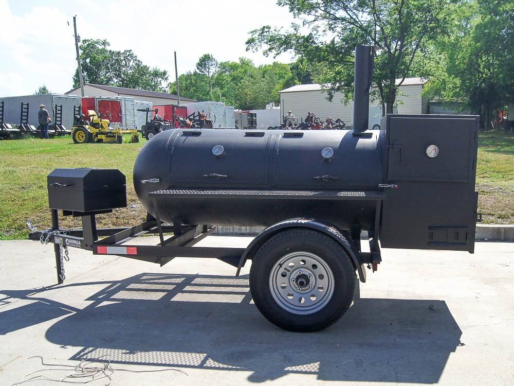 Pull Behind BBQ Smoker 250 Gallon with Square Charcoal Grill 3500lb Axle