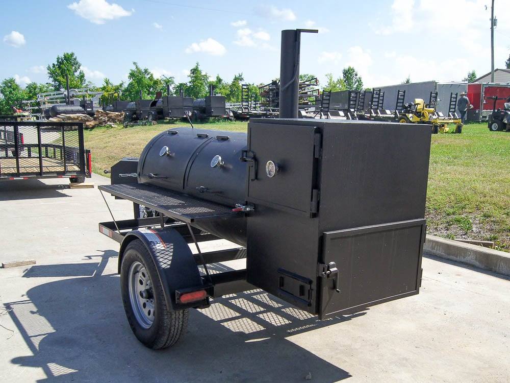Pull Behind BBQ Smoker 250 Gallon with Square Charcoal Grill 3500lb Axle