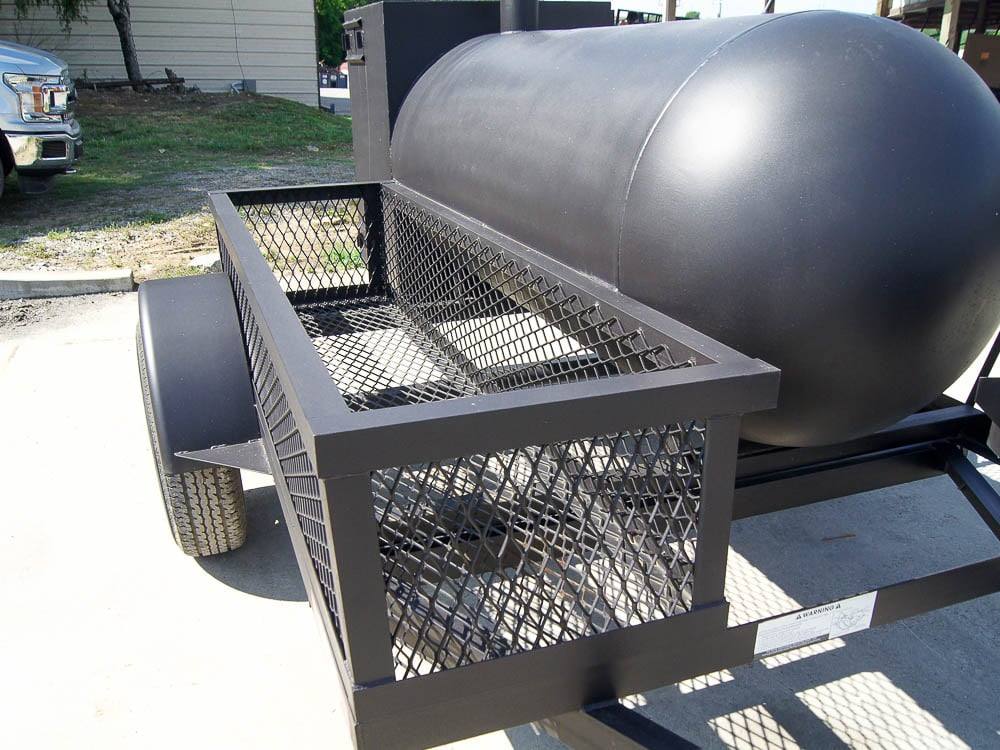 Pull Behind BBQ Smoker 250 Gallon with Square Charcoal Grill 3500lb Axle