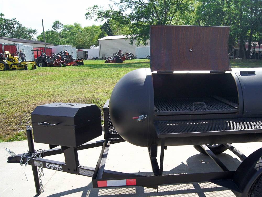 Pull Behind BBQ Smoker 250 Gallon with Square Charcoal Grill 3500lb Axle