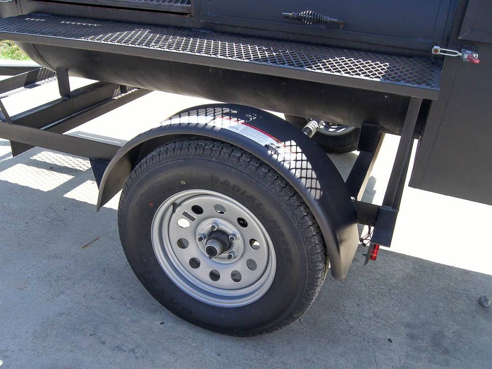 Pull Behind BBQ Smoker 250 Gallon with Square Charcoal Grill 3500lb Axle