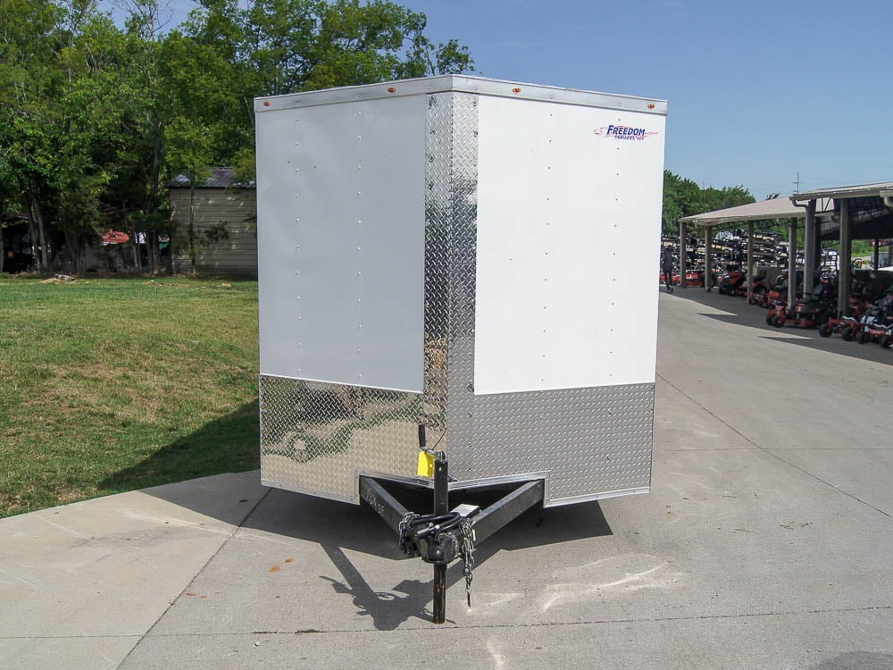 7x16 White V-Nose Enclosed Trailer with Elect Pkg (2) 3500lb Axle