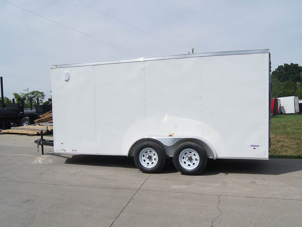 7x16 White V-Nose Enclosed Trailer with Elect Pkg (2) 3500lb Axle