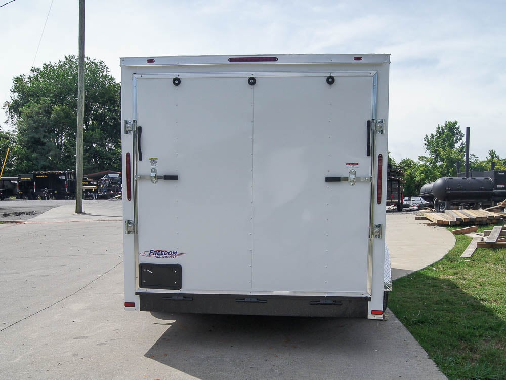 7x16 White V-Nose Enclosed Trailer with Elect Pkg (2) 3500lb Axle