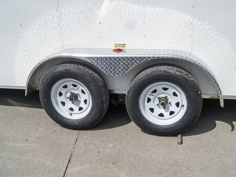 7x16 White V-Nose Enclosed Trailer with Elect Pkg (2) 3500lb Axle