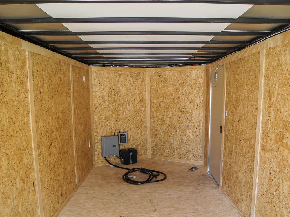 7x16 White V-Nose Enclosed Trailer with Elect Pkg (2) 3500lb Axle