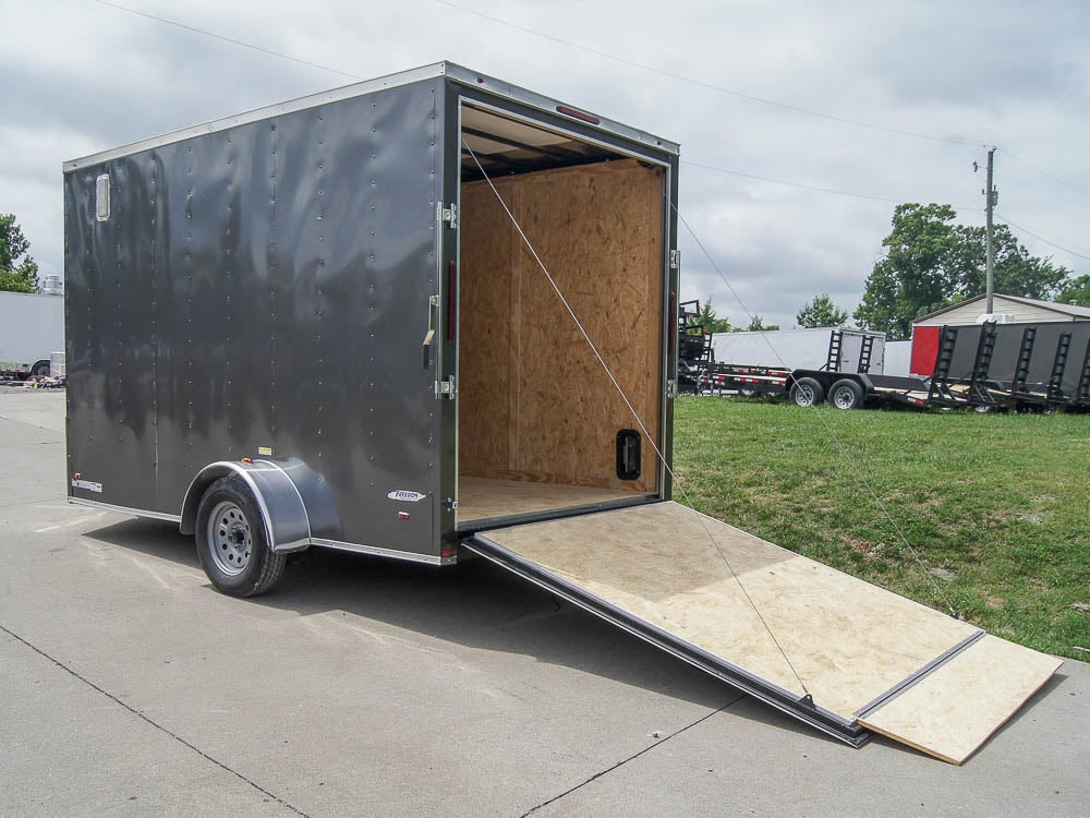 7x12 Charcoal V-Nose Custom Enclosed Trailer 3500lb Axle with Brake