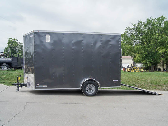 7x12 Charcoal V-Nose Custom Enclosed Trailer 3500lb Axle with Brake