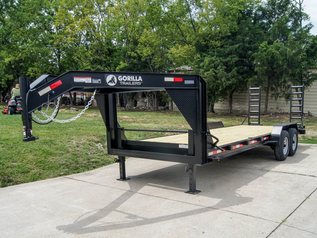 7x22 Gooseneck Equipment Trailer (2) 7K Axles Standup Ramps