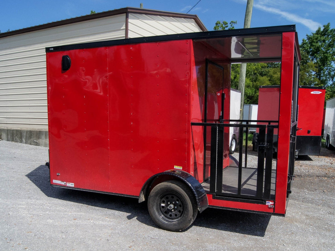 Concession Trailer 7'x12' Red Patio Food Serving Merchandising