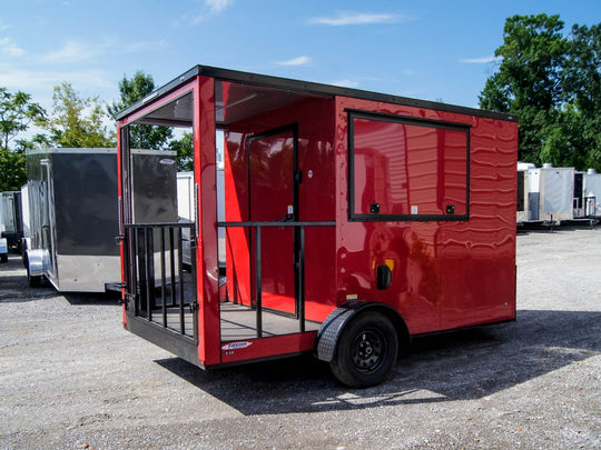 Concession Trailer 7'x12' Red Patio Food Serving Merchandising