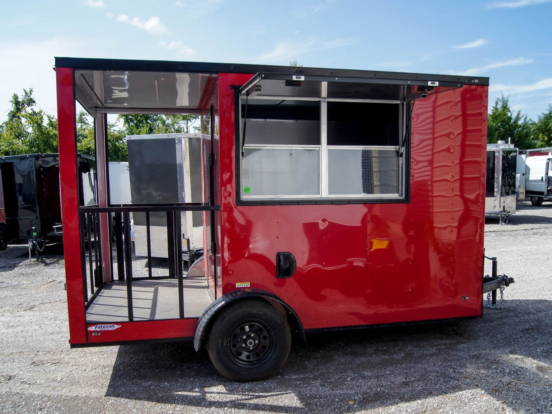 Concession Trailer 7'x12' Red Patio Food Serving Merchandising