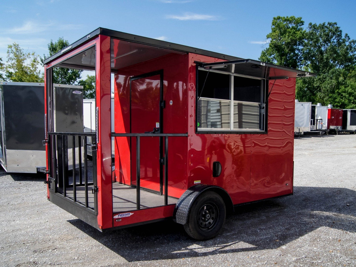 Concession Trailer 7'x12' Red Patio Food Serving Merchandising