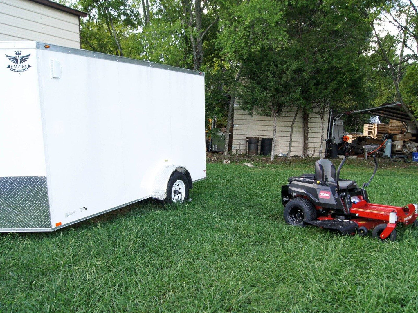 Toro 75746 TimeCutter Zero Turn Mower Handhelds Enclosed Trailer Bundle