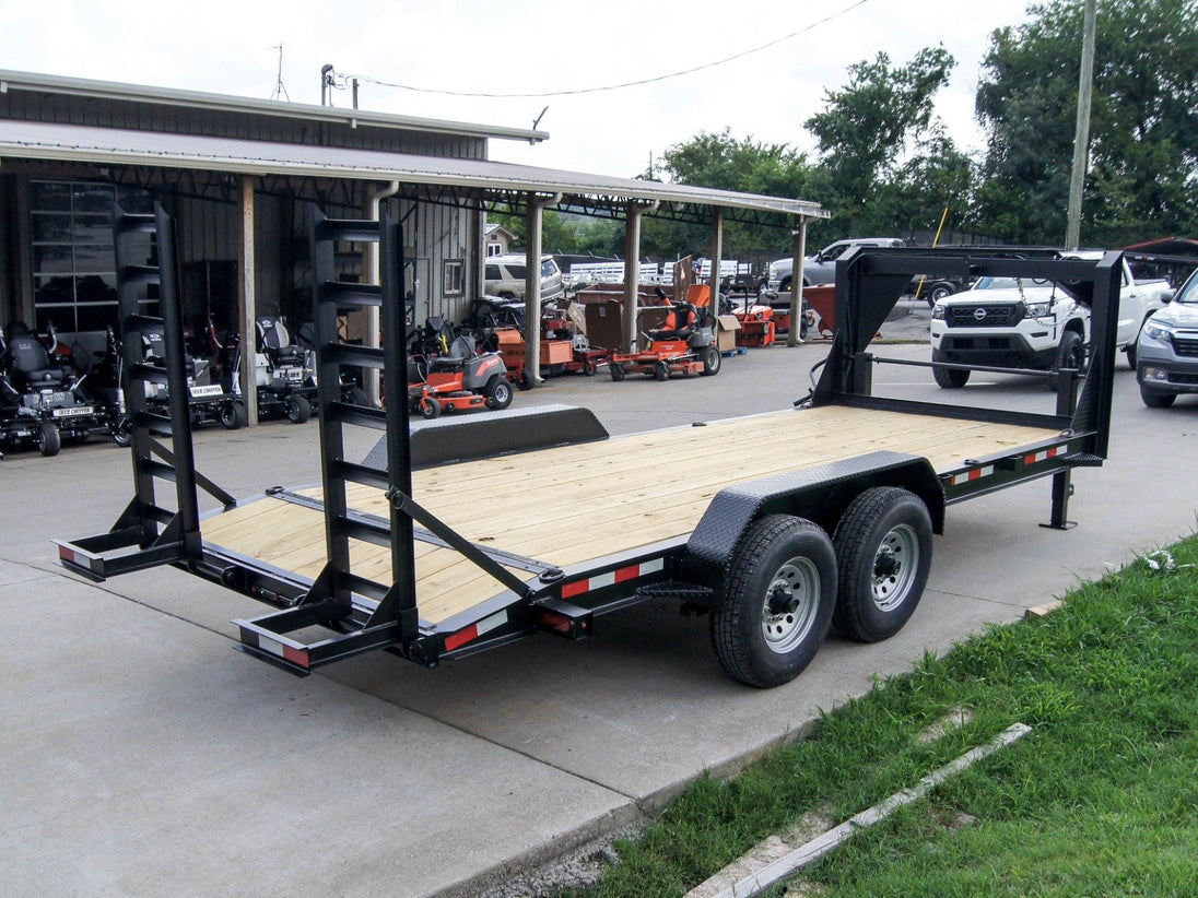 7x18 Gooseneck Equipment Trailer (2) 7K Axles Standup Ramps