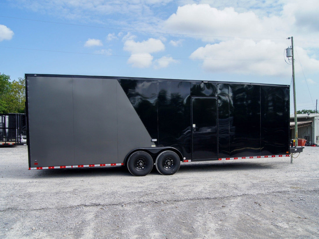 8.5x28 Charcoal/Black Enclosed Trailer with Blackout Pkg (2) 7K Axles