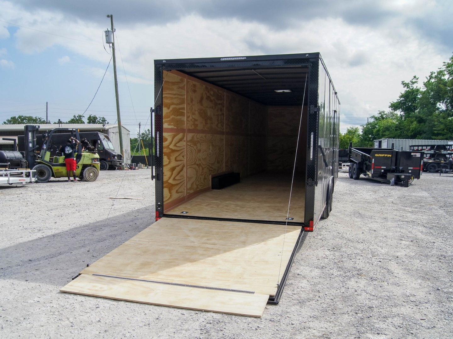 8.5x28 Charcoal/Black Enclosed Trailer with Blackout Pkg (2) 7K Axles