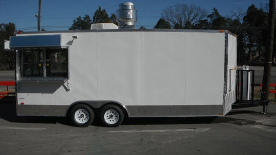 Concession Trailer 8.5'x20' White - BBQ Smoker Event Catering Food