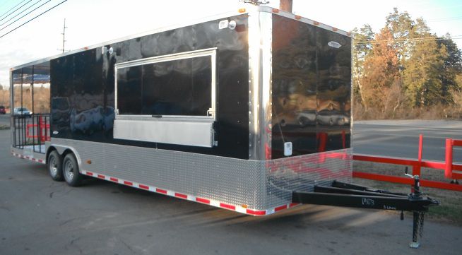 Concession Trailer 8.5'x30' Black - Concession Food BBQ Smoker