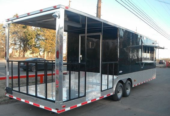 Concession Trailer 8.5'x30' Black - Concession Food BBQ Smoker