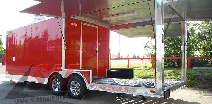 Concession Trailer 8.5'x24' Red - BBQ Smoker Vending Event