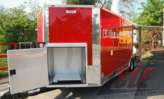 Concession Trailer 8.5'x24' Red - BBQ Smoker Vending Event