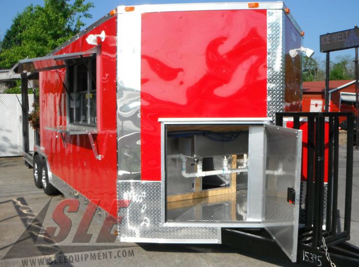 Concession Trailer 8.5'x24' Red - BBQ Smoker Vending Event