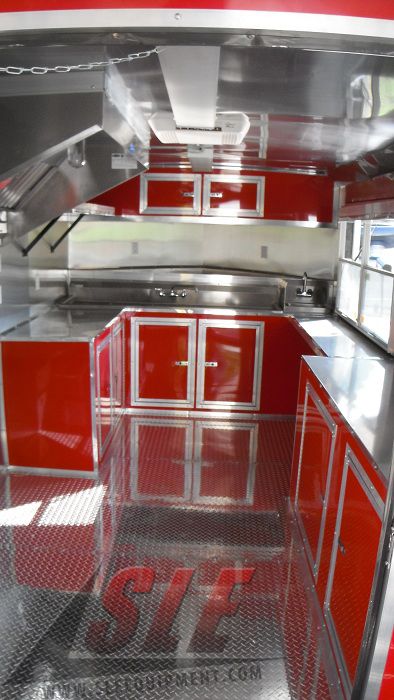 Concession Trailer 8.5'x24' Red - BBQ Smoker Vending Event