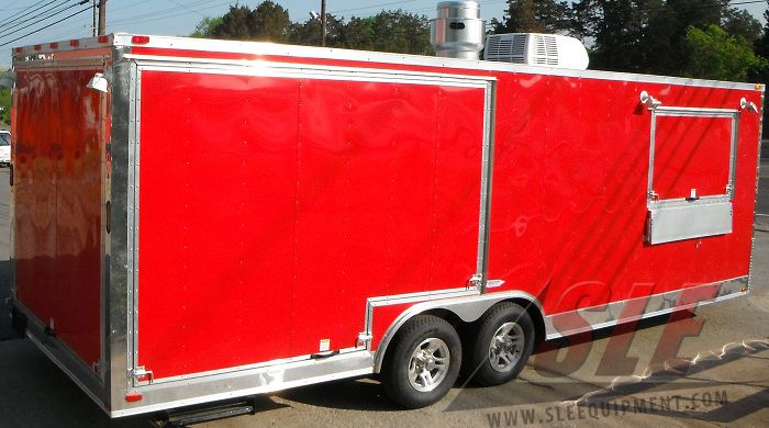 Concession Trailer 8.5'x24' Red - BBQ Smoker Vending Event