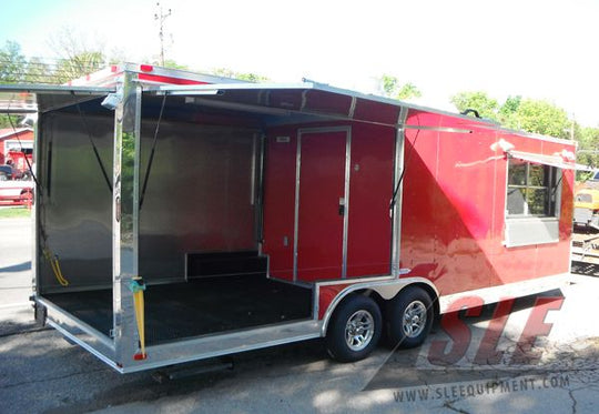 Concession Trailer 8.5'x24' Red - BBQ Smoker Vending Event