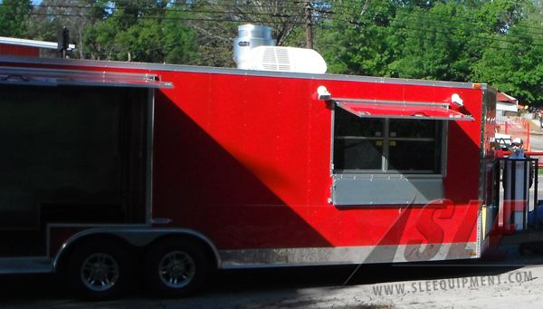 Concession Trailer 8.5'x24' Red - BBQ Smoker Vending Event