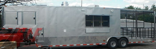 Concession Trailer 8.5'x38' Gooseneck Catering BBQ Event Food (Silver)