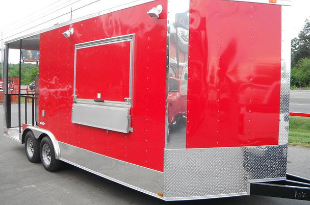 Concession Trailer 8.5'x20' Red - BBQ Smoker Catering Food