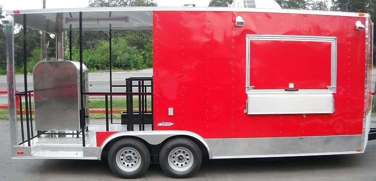 Concession Trailer 8.5'x20' Red - BBQ Smoker Catering Food