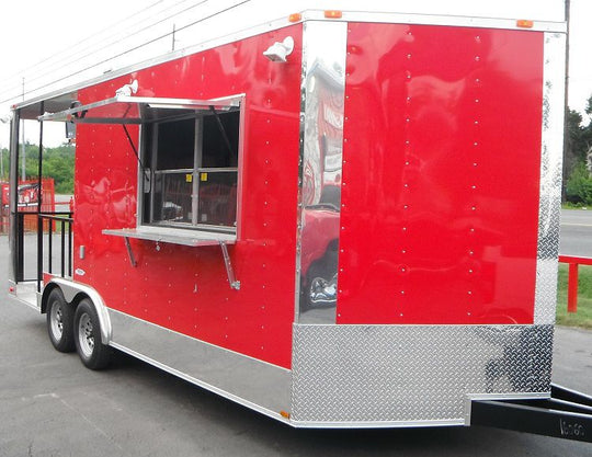 Concession Trailer 8.5'x20' Red - BBQ Smoker Catering Food