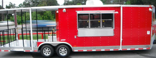 Concession Trailer 8.5' x 28' BBQ Smoker Event Catering (Red)