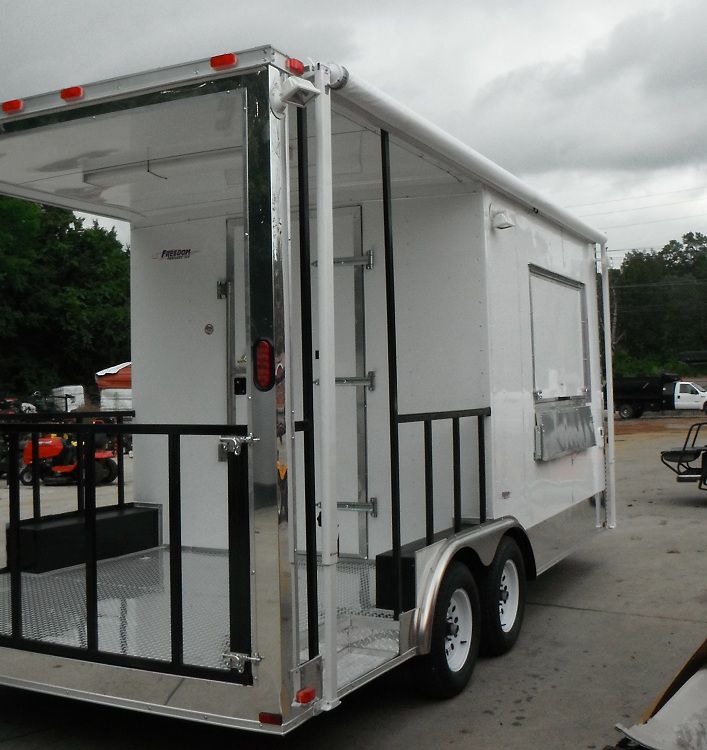 Concession Trailer 8.5'x18' White - BBQ Smoker Vending Catering