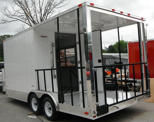 Concession Trailer 8.5'x18' White - BBQ Smoker Vending Catering