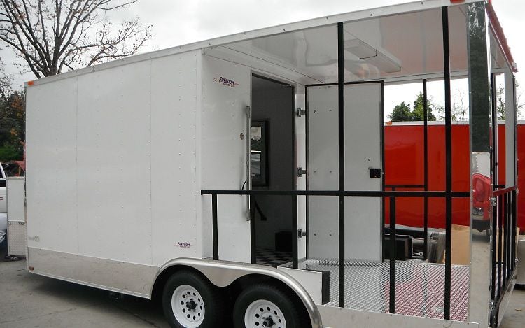 Concession Trailer 8.5'x18' White - BBQ Smoker Vending Catering